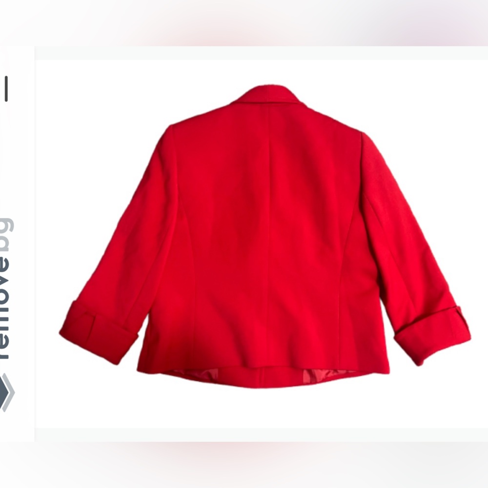 Tahari Vibrant Red Chic Workwear Women’s Blazer with Gold Buttons - Picture 3 of 11